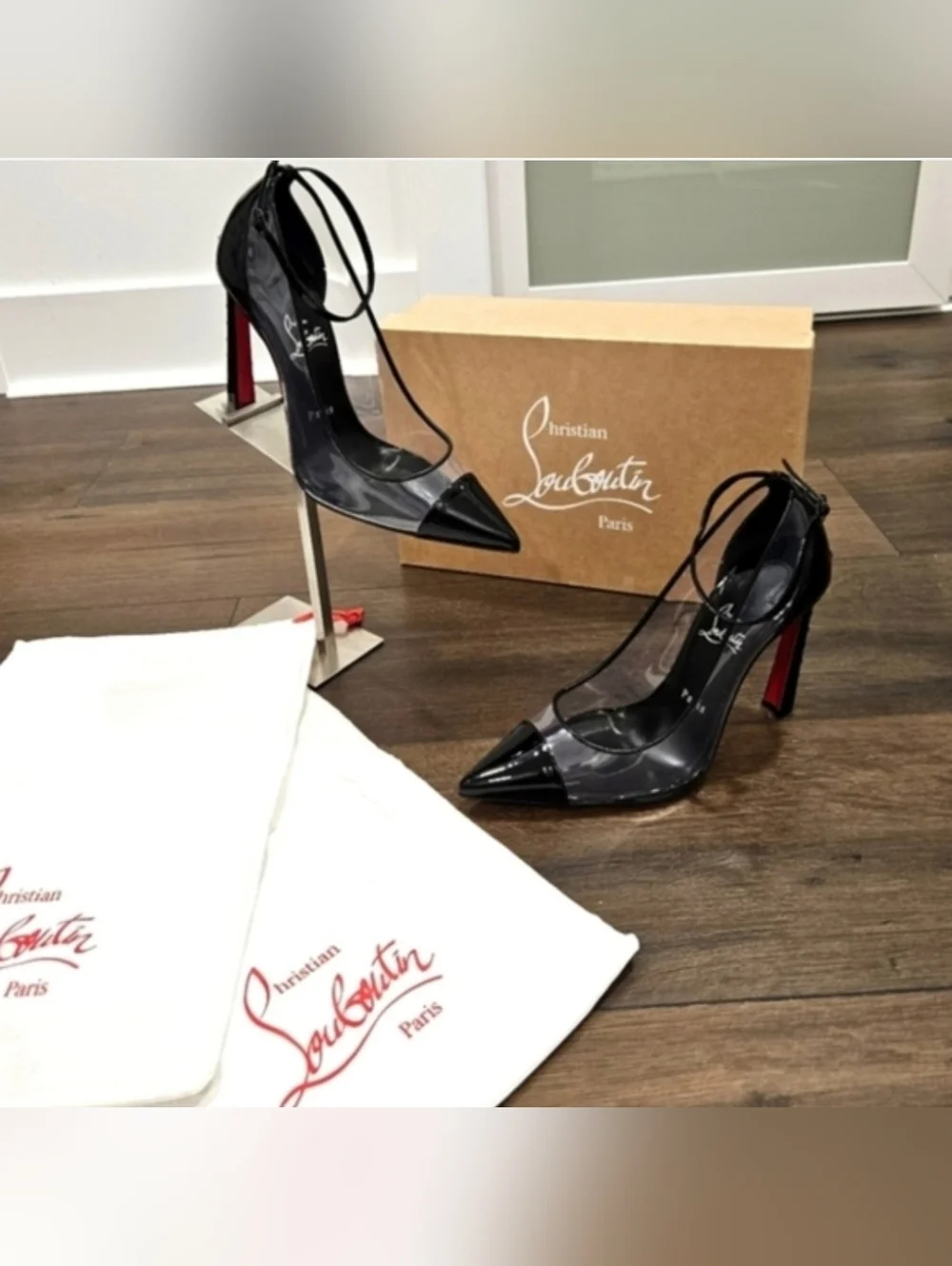 CHRISTIAN LOUBOUTIN Debout Condora 100 PVC Patent Pumps 40 NWT Black - Picture 11 of 12